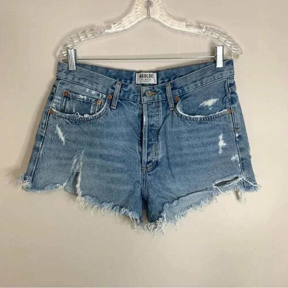 Agolde  Parker Distressed Denim Shorts